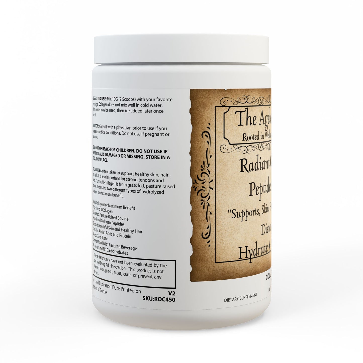 Radiant Glow Collagen Peptides Type I & III Supplement (350g, 12.3oz)