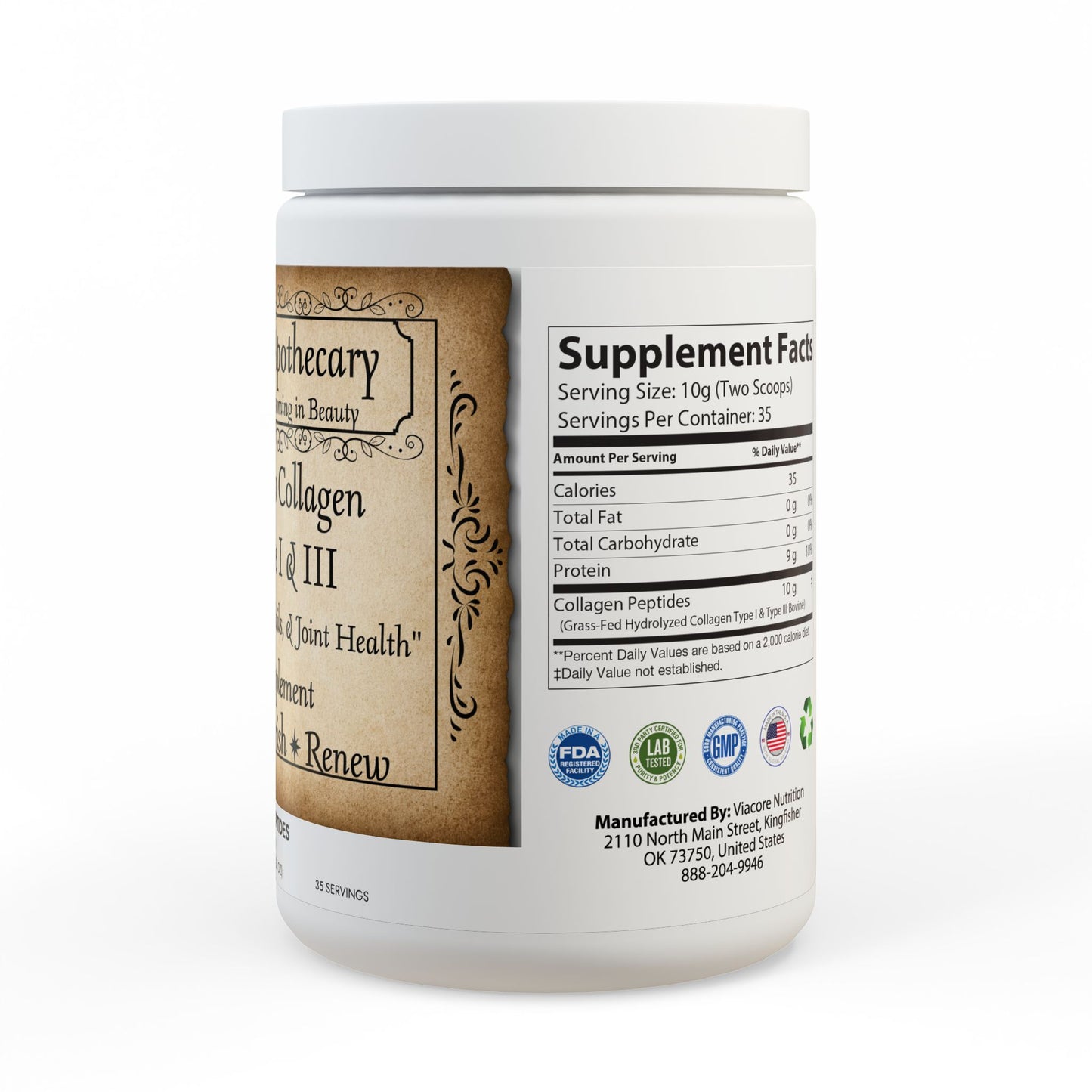 Radiant Glow Collagen Peptides Type I & III Supplement (350g, 12.3oz)